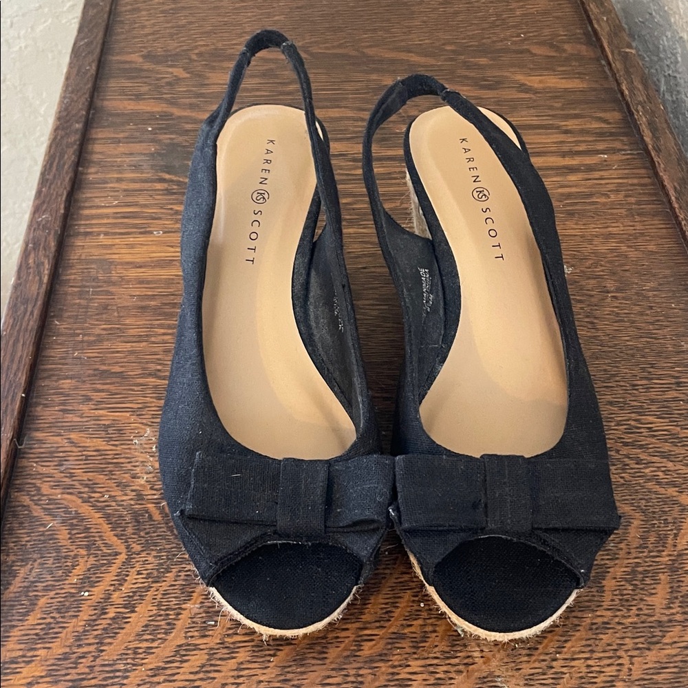 Karen Scott peep-toe espadrilles black size 9.5 m